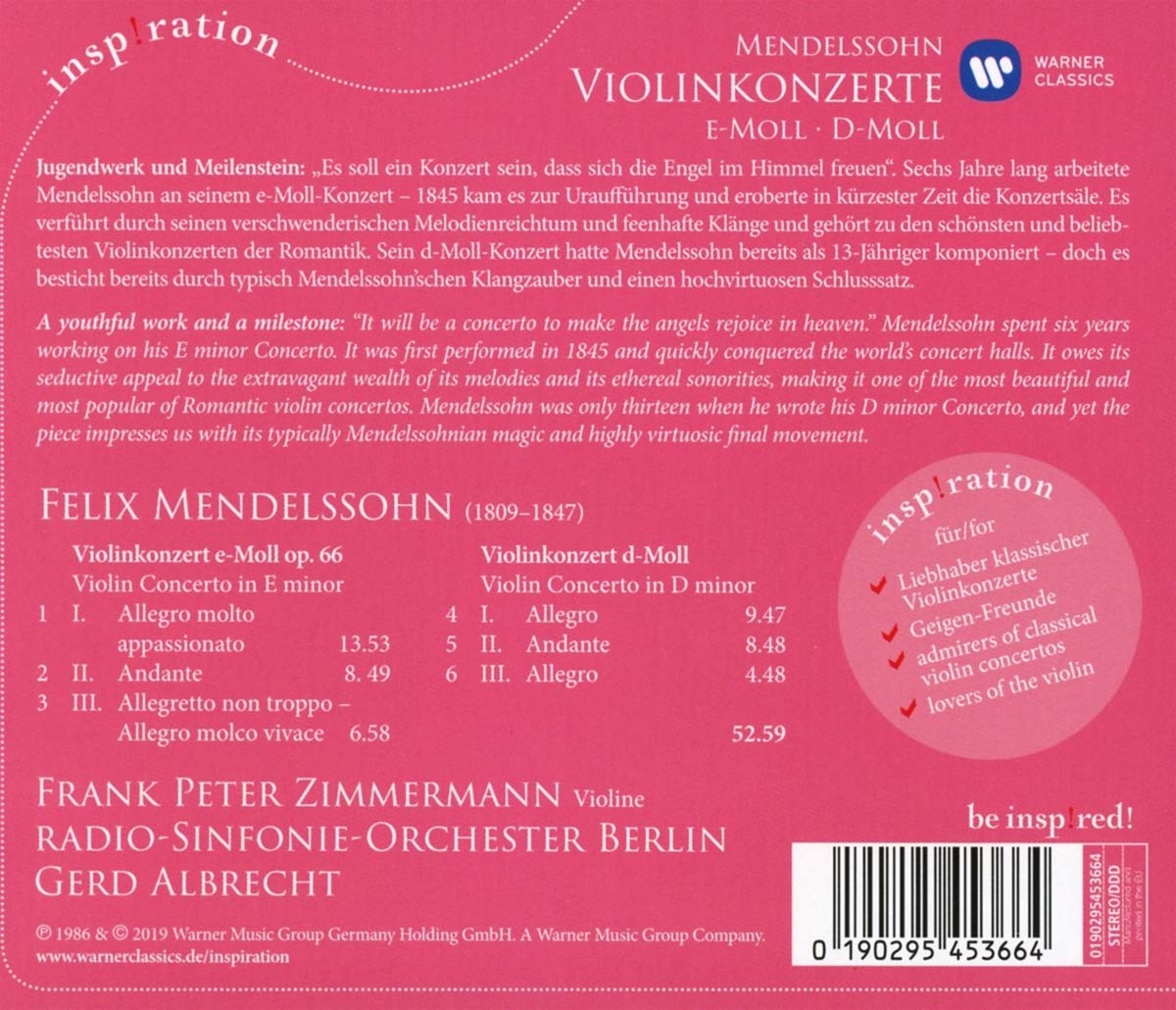 Frank Peter Zimmermann 멘델스존: 바이올린 협주곡 - 프랑크 페터 짐머만 (Mendelssohn: Violin Concerto)