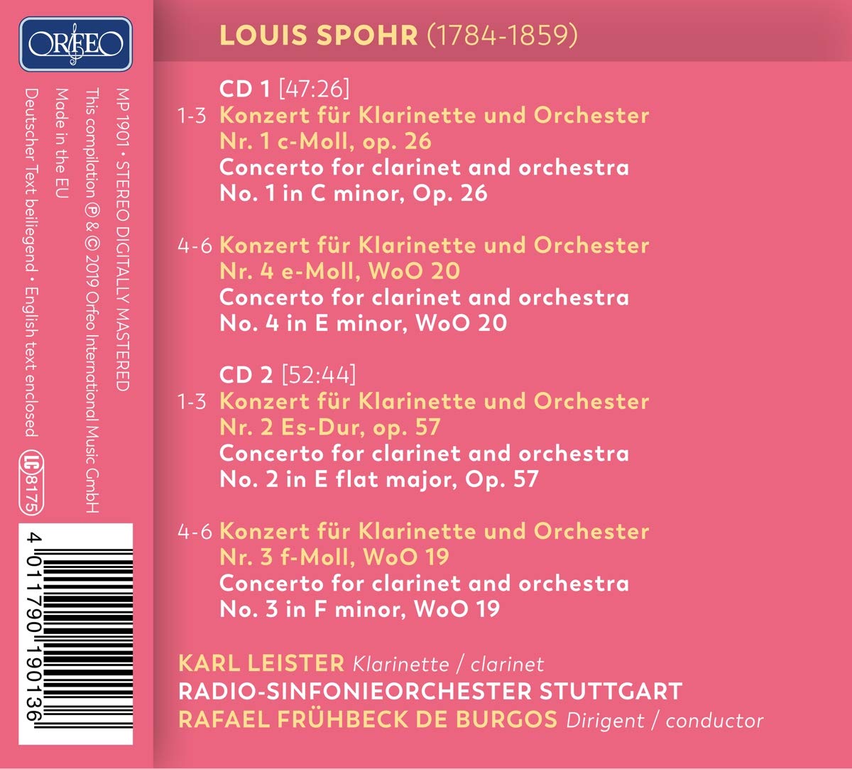 Karl Leister 루이스 슈포어: 클라리넷 협주곡 1-4번 (Louis Spohr: The Clarinet Concertos)