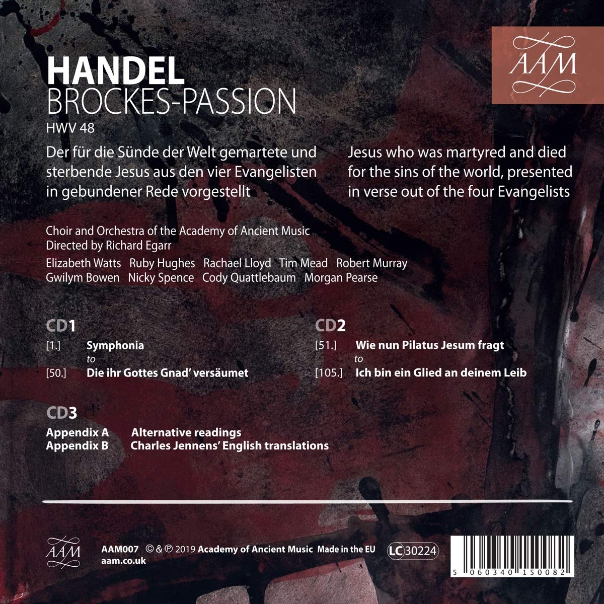 Richard Egarr 헨델: 브로케스 수난곡 (Handel: Brockes-Passion)