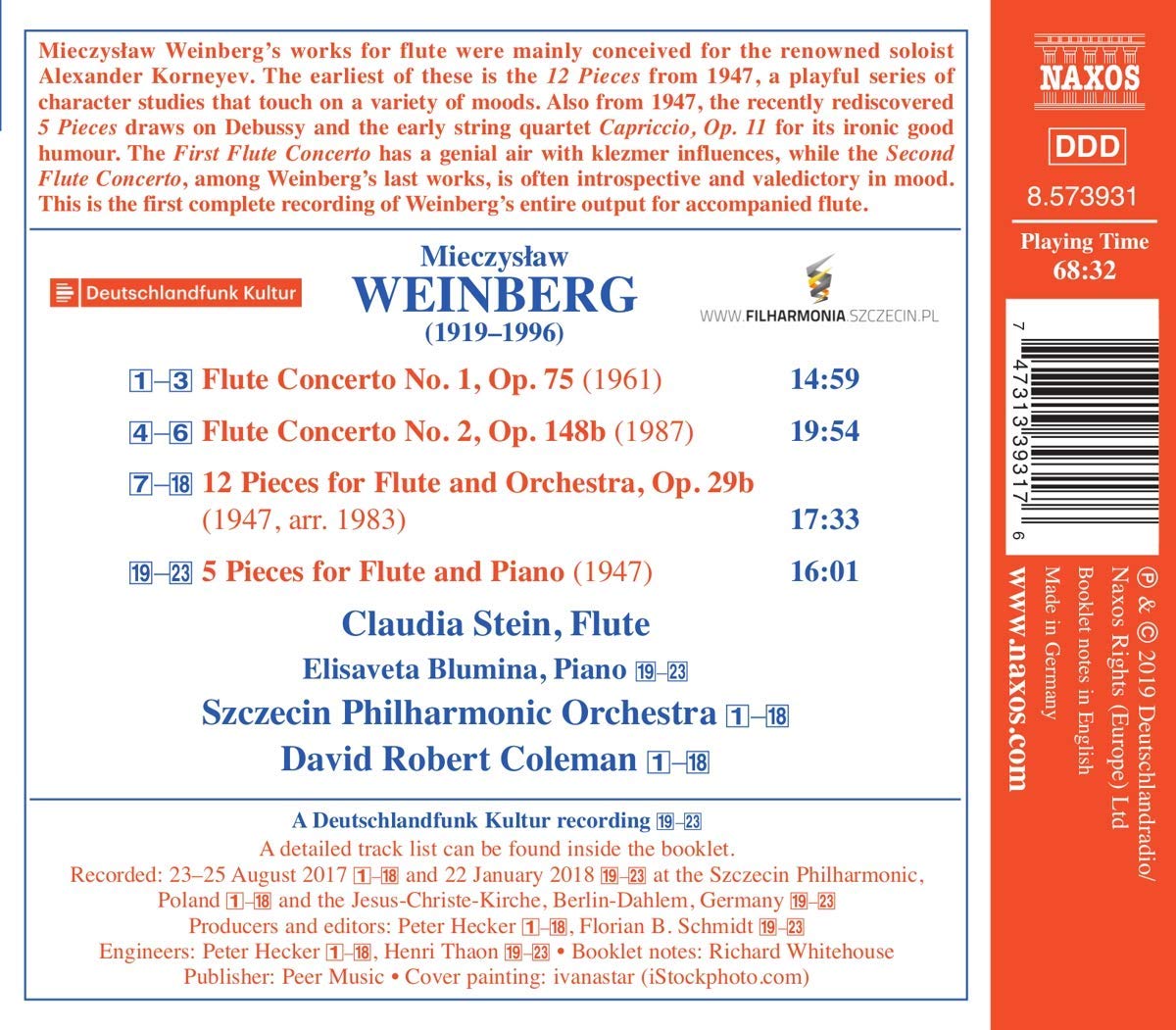 Claudia Stein 바인베르크: 플루트 협주곡 1, 2번 (Weinberg: Flute Concertos Op. 75, 148)
