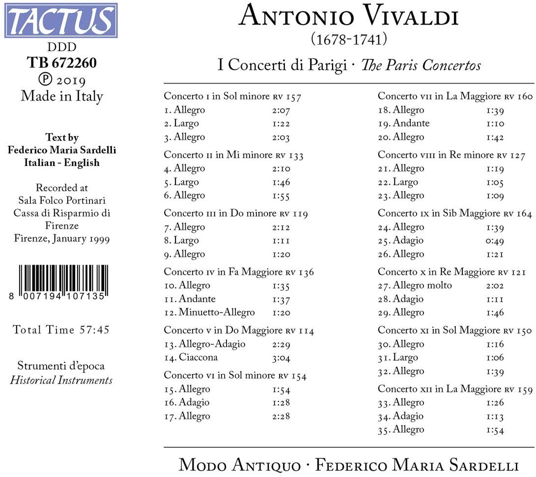 Modo Antiqou 비발디: 파리 협주곡집 (Vivaldi: The Paris Concertos)