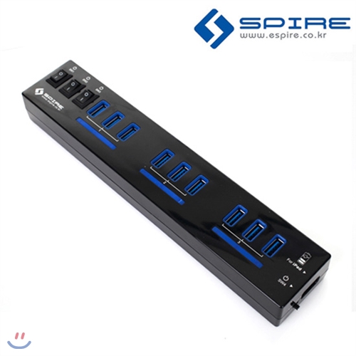[거스트] SPIRE 10Port USB3.0 허브 SP-310P (아이패드 충전전용 1포트 내장 / USB기기 충전 / 포트별 스위치 컨트롤 / USB HUB / 역전류 방지)