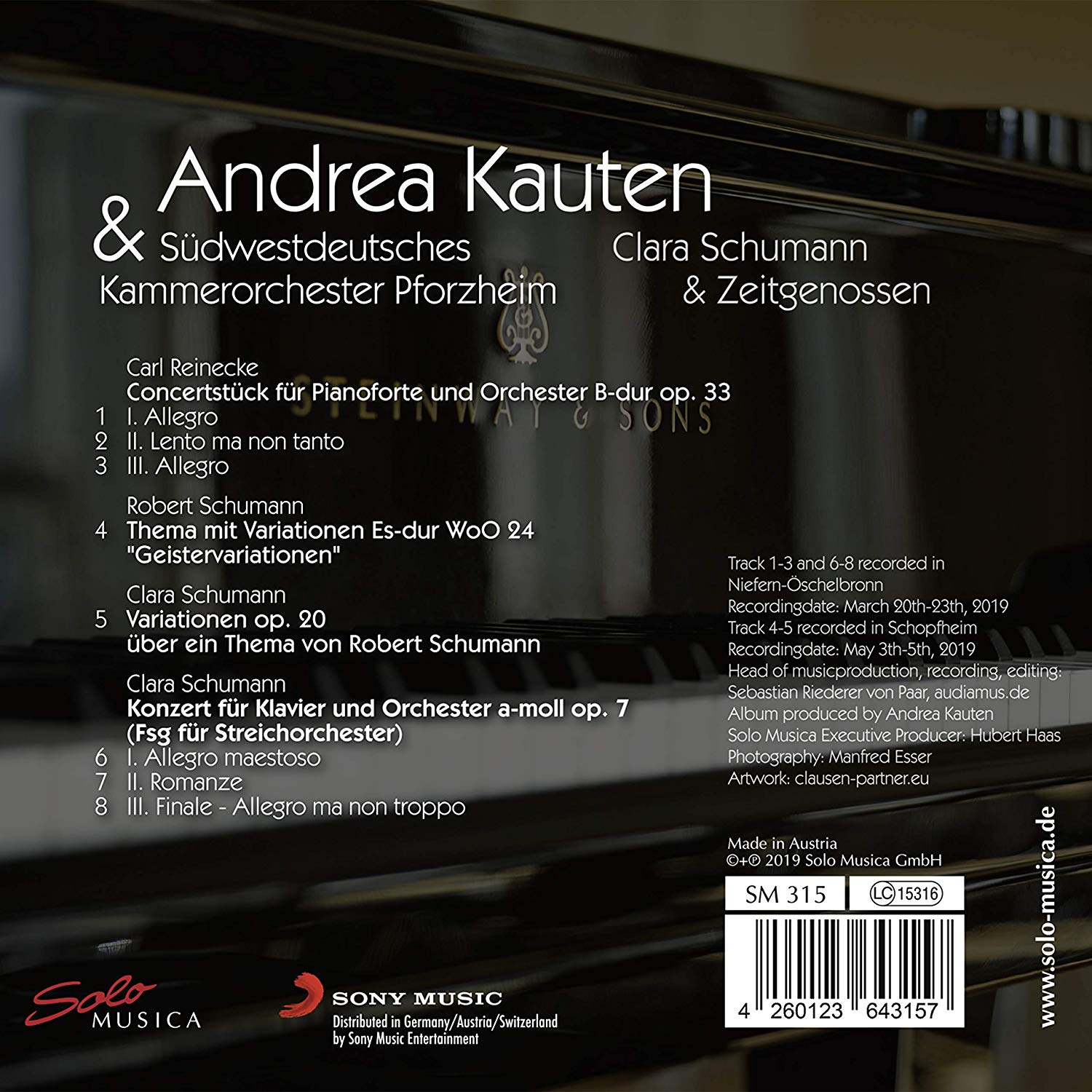 Andrea Kauten 클라라 슈만: 피아노 협주곡 / 라이네케: 피아노 소협주곡 외 (Clara Schumann & Contemporaries)