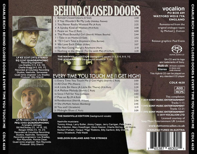 Charlie Rich (챨리 리치) - Behind Closed Doors & Every Time You Touch Me (I Get High) (Original Analog Remastered)