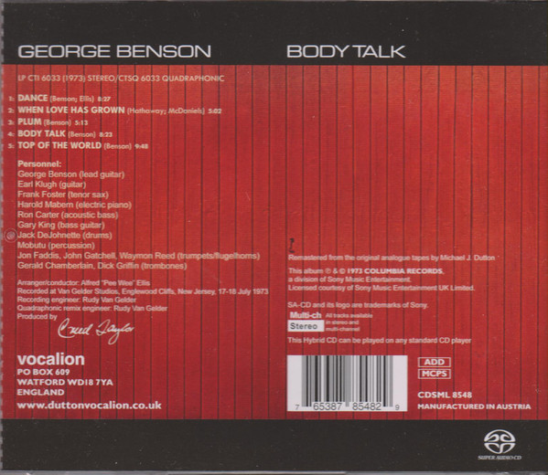 George Benson (조지 벤슨) - Body Talk (Original Analog Remastered)