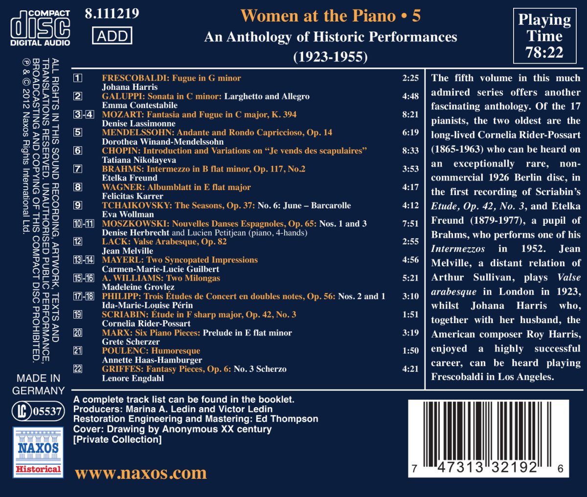 피아노 앞의 여인들 5집 (Great Pianists - Women at the Piano Volume 5)