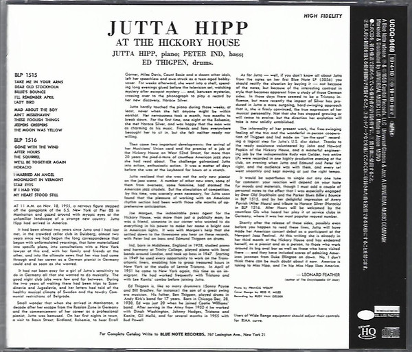 Jutta Hipp (유타 힙) - Jutta Hipp At The Hickory House. Vol. 2