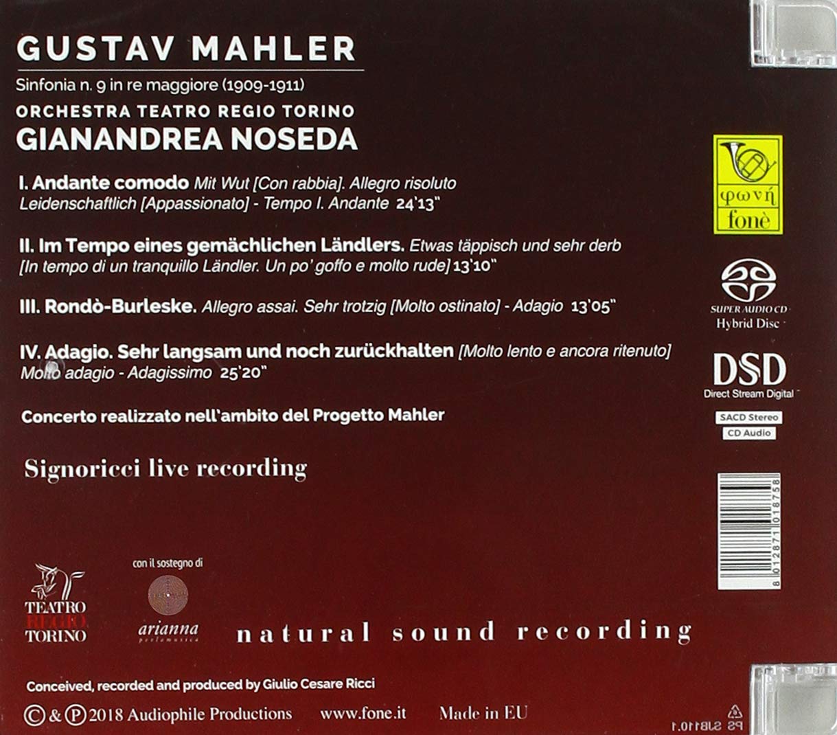 Gianandrea Noseda 말러: 교향곡 9번 (Mahler: Symphony No.9)