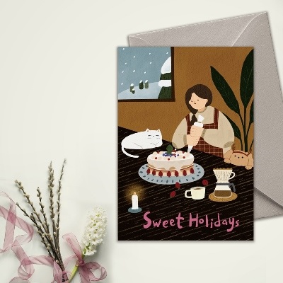 [크리스마스카드]Sweet Holidays 캘리그라피카드