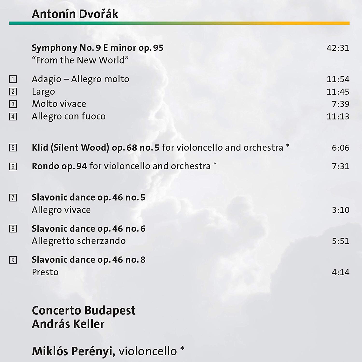 Andras Keller / Miklos Perenyi 드보르작: 교향곡 9번 '신세계로부터', 고요한 숲, 론도 (Dvorak: Symphony Op.95)