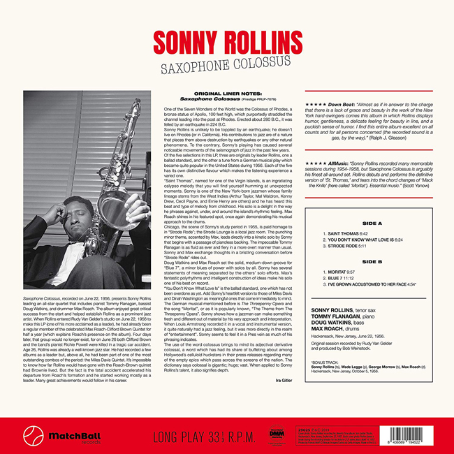 Sonny Rollins (소니 롤린스) - Saxophone Colossus [LP]