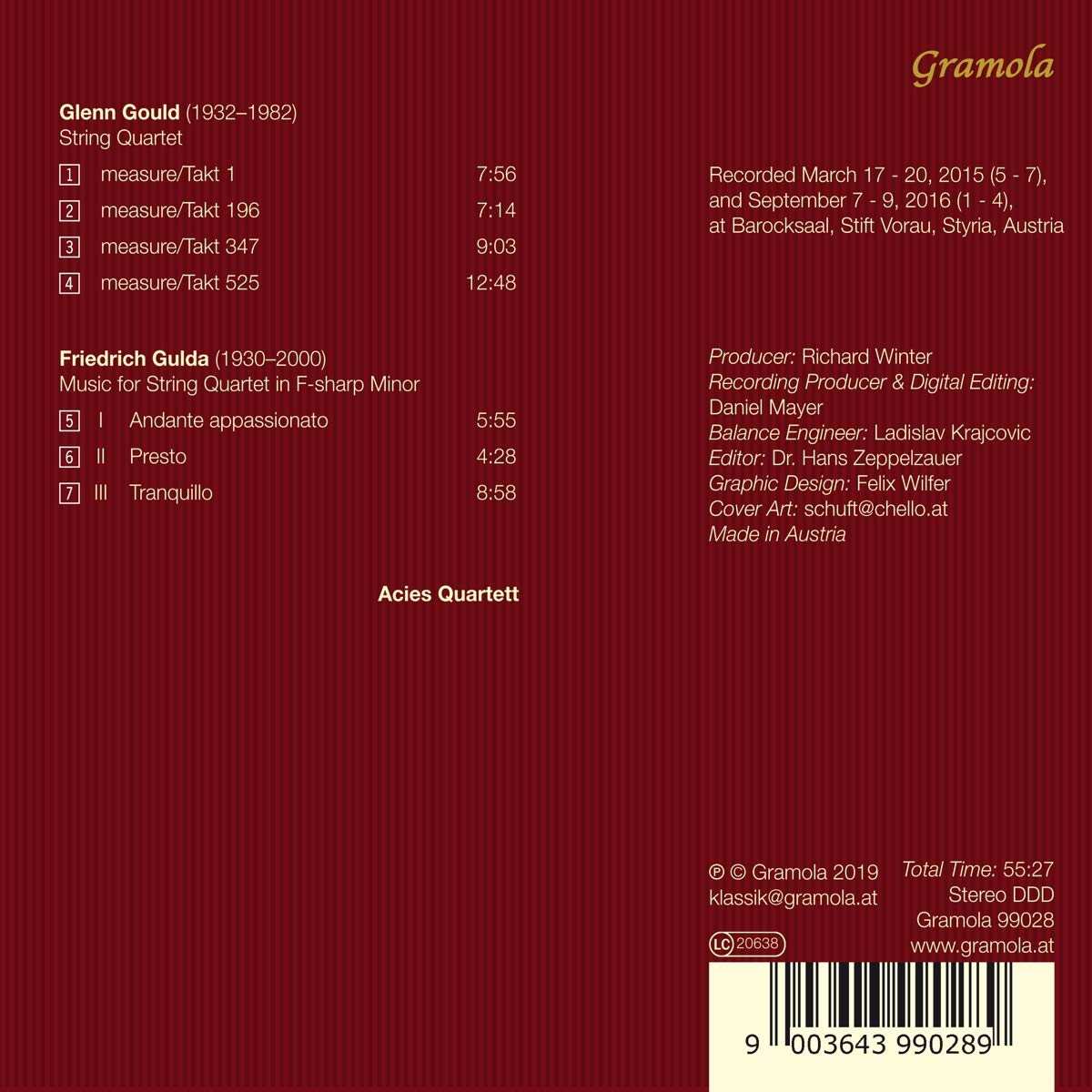 Acies Quartett 글렌 굴드 / 프리드리히 굴다: 현악 4중주 (Glen Gould / Golda: String Quartet)