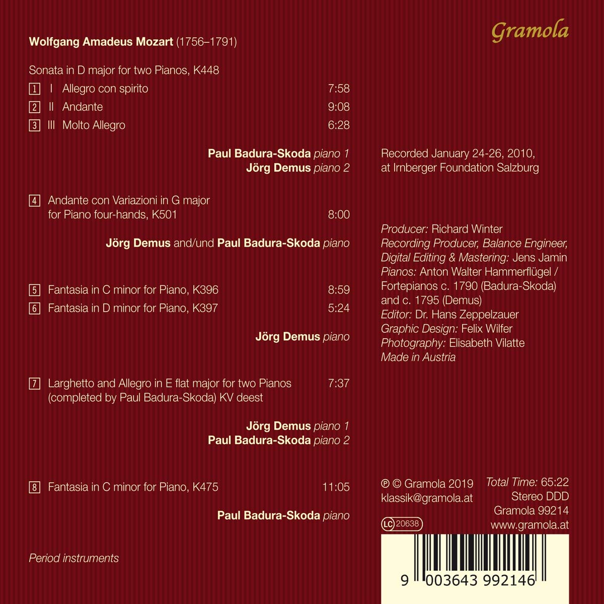 Paul Badura-Skoda / Jorg Demus 모차르트: 두 대의 피아노를 위한 소나타 등 (Mozart: Sonata for 2 Pianos)