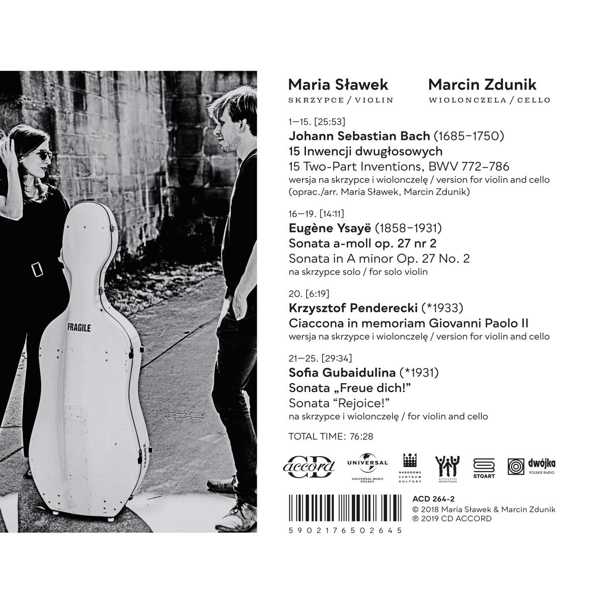 Maria Slawek / Marcin Zdunik 기뻐하라! - 바이올린과 첼로 이중주 모음집 (Rejoice) 