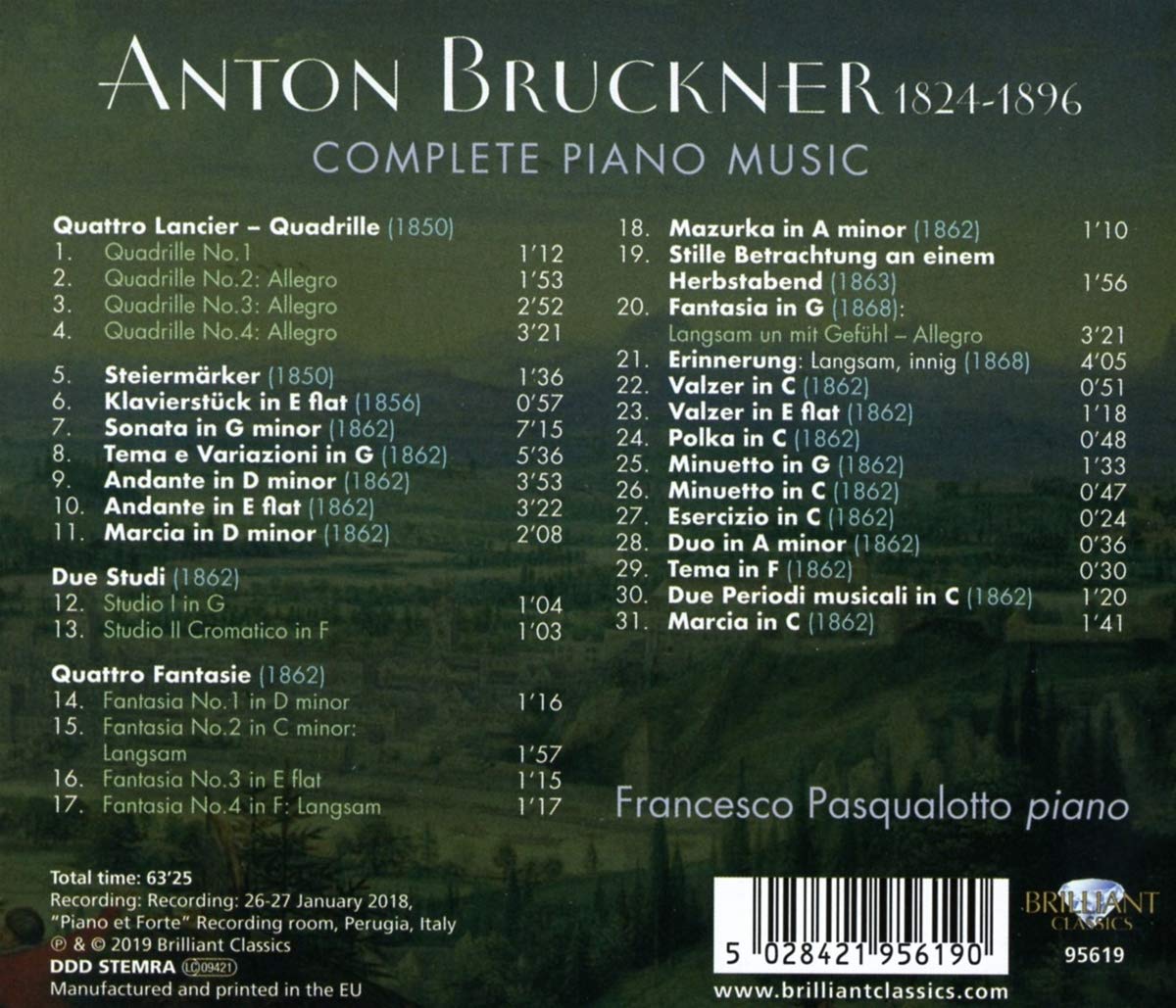 Francesco Pasqualotto 브루크너: 피아노 모음곡 (Bruckner: Complete Piano Music)