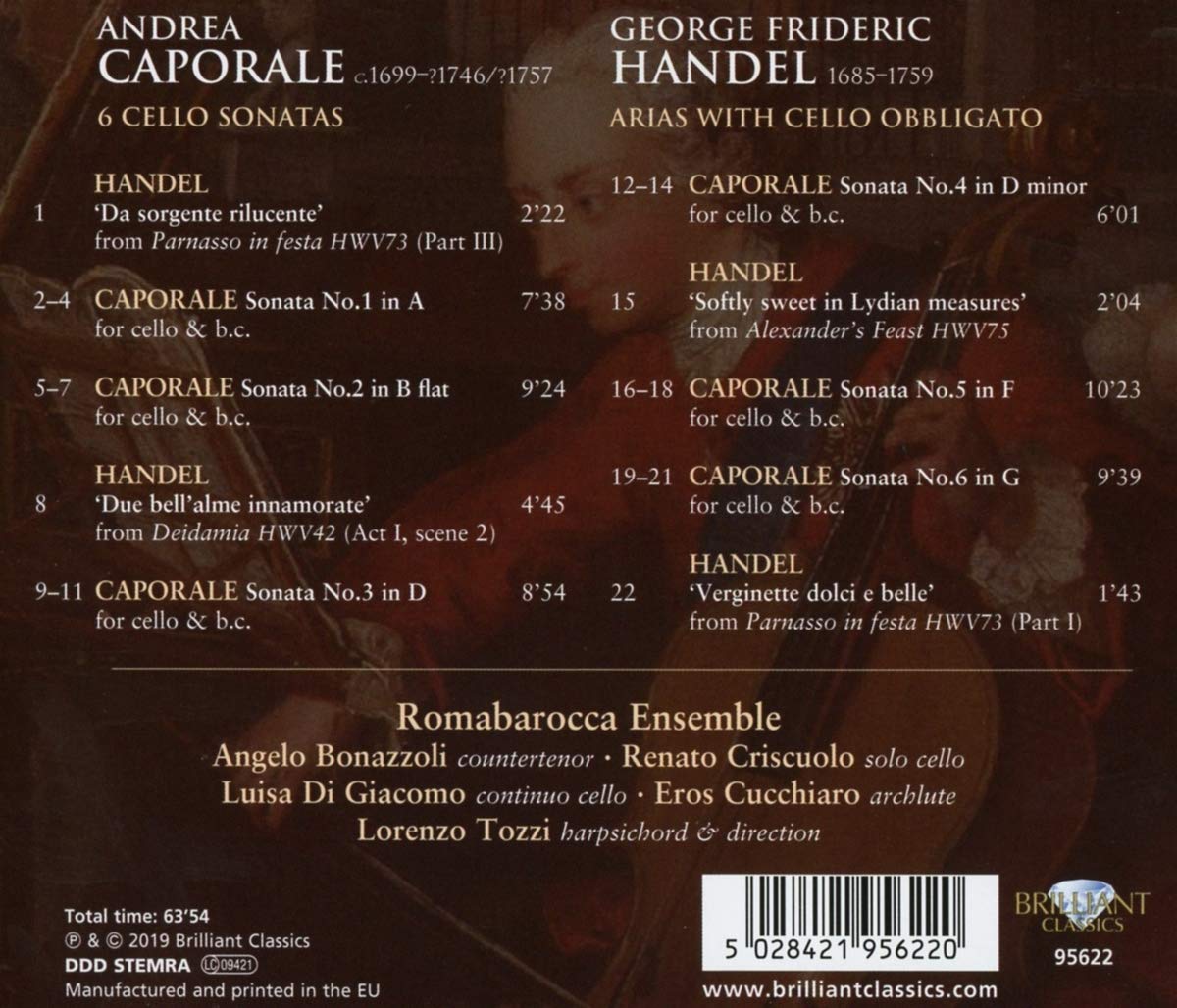 Lorenzo Tozzi 안드레아 카포랄: 첼로 소나타 / 헨델: 아리아 (Caporale: Cello Sonatas / Handel: Arias)