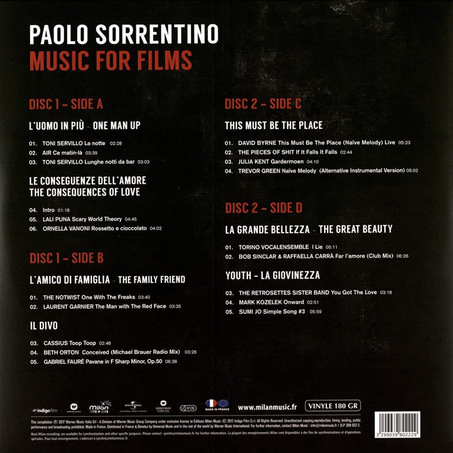 파올로 소렌티노 영화음악 모음집 (Paolo Sorrentino - Music for Films) [2LP]