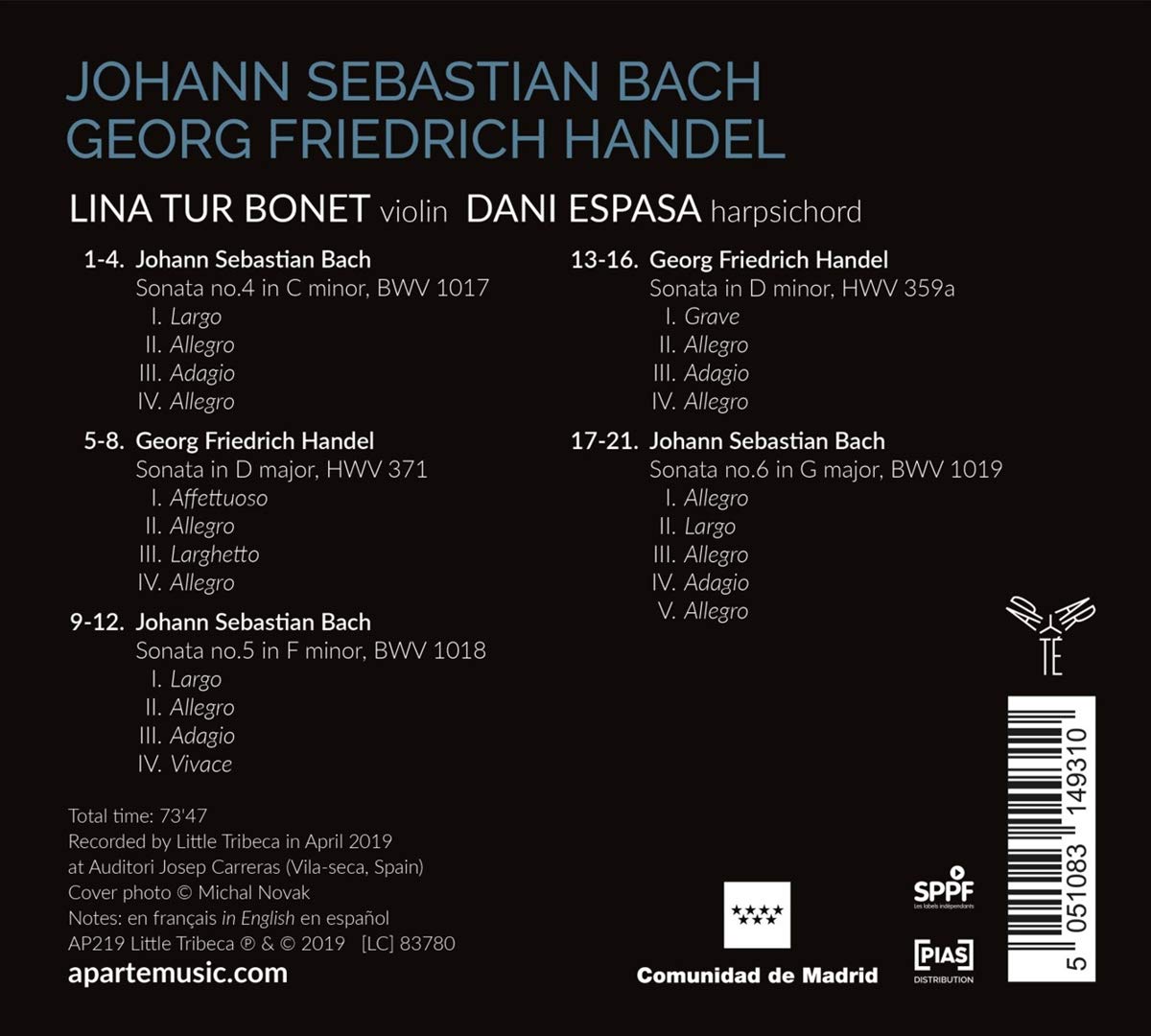 Lina Tur Bonet / Dani Espasa 바흐 / 헨델: 바이올린 소나타 (Bach / Handel: An Imaginary Meeting)