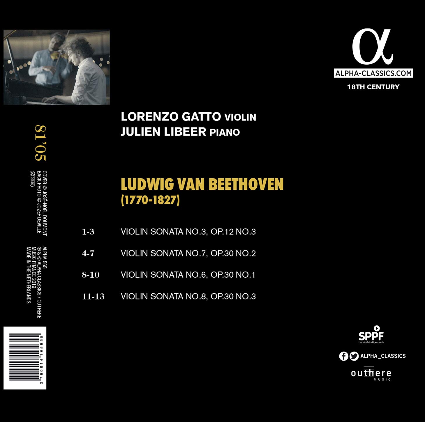 Lorenzo Gatto / Julien Libeer 베토벤: 바이올린 소나타 3, 6, 7, 8번 (Beethoven: Violin Sonatas Op. 12, 30)