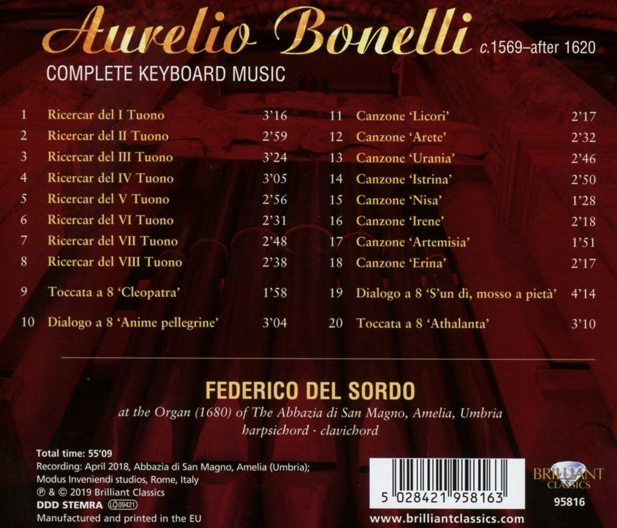 Federico del Sordo 아우렐리오 보넬리: 리체르카레, 칸초네 (Aurelio Bonelli: Complete Keyboard Music)