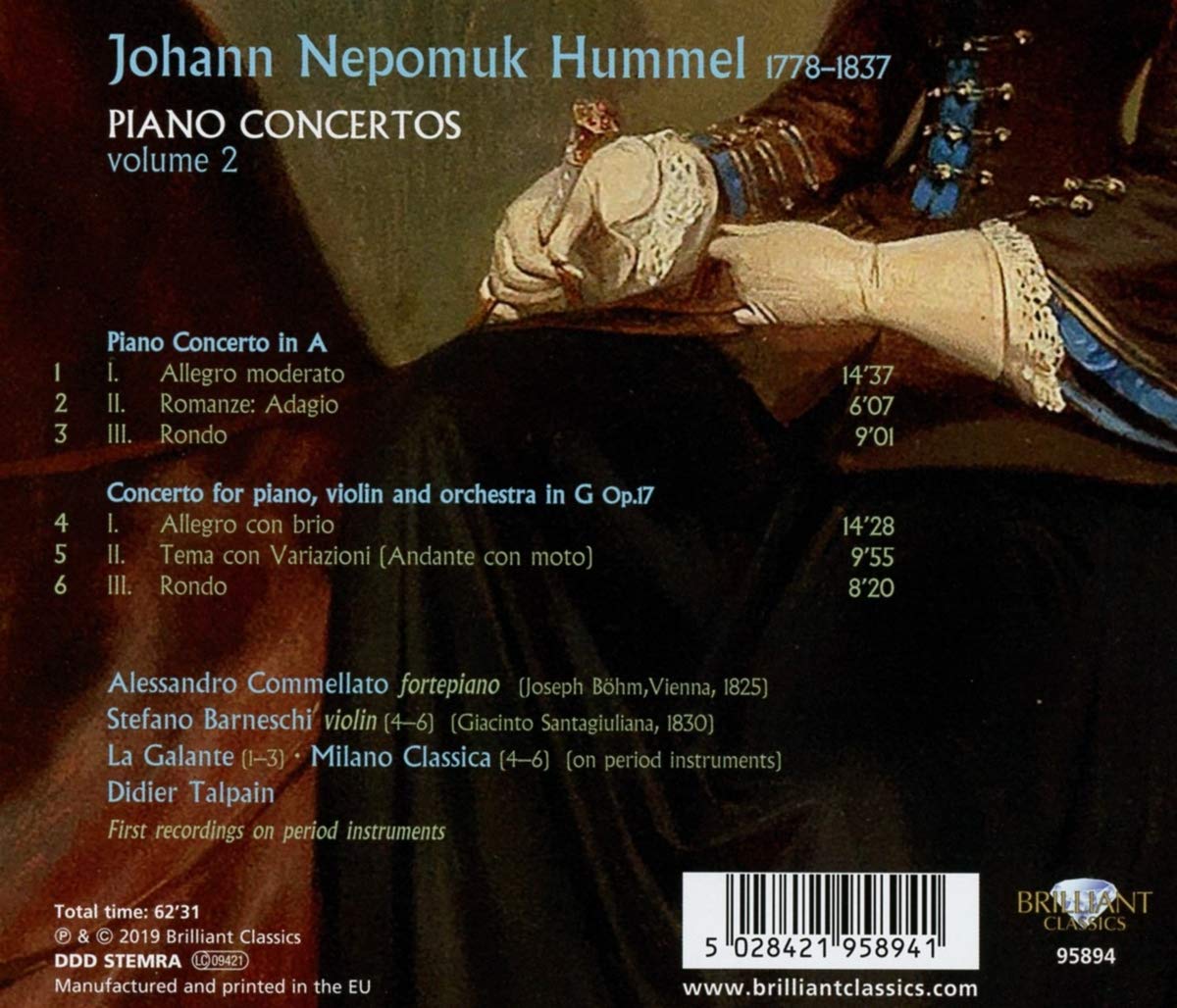 Alessandro Commellato 요한 네포무크 훔멜: 피아노 협주곡 모음 2집 (Hummel: Piano Concertos Vol. 2)