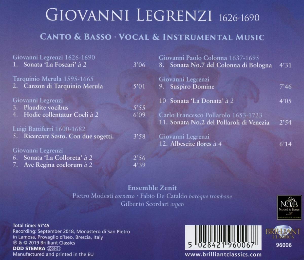 Ensemble Zenit 지오반니 레그렌치: 바로크트롬본, 코르네토 소나타, 모데트 모음곡