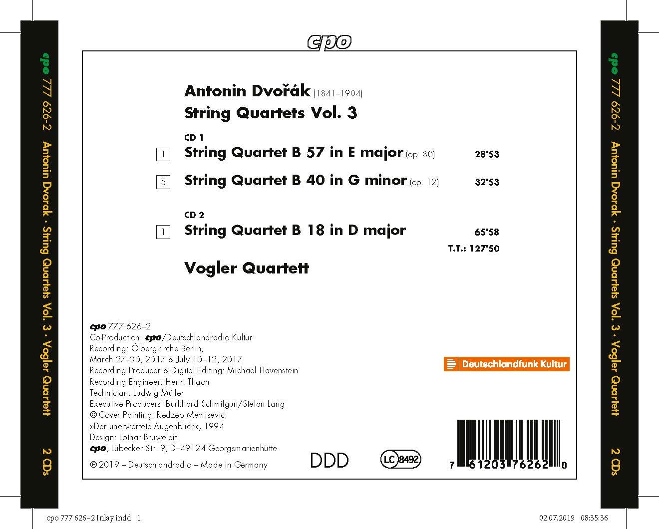 Vogler Quartett 드보르작: 현악 사중주 3집 (Dvorak: String Quartets Vol. 3)