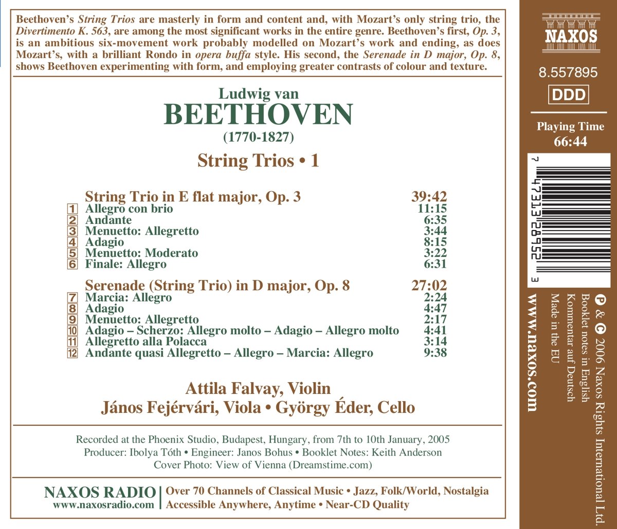 Attila Falvay 베토벤: 현악 3중주 Op.3, 세레나데 Op.8 (Beethoven: Complete String Trios Vol.1)