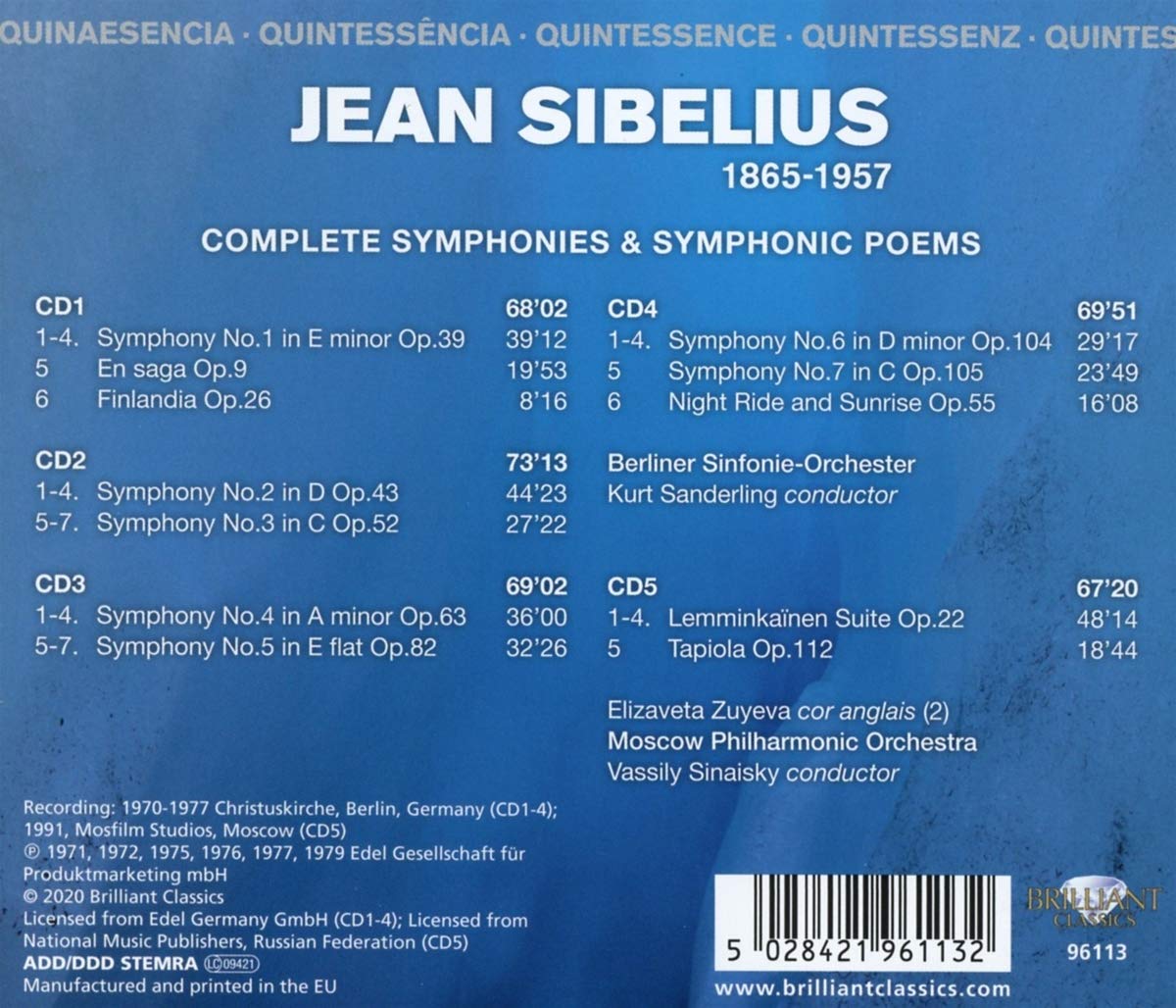 Kurt Sanderling 시벨리우스: 교향곡 전곡, 핀란디아, 투오넬라의 백조 외 (Sibelius: Complete Symphonies, Symphonic Poems)