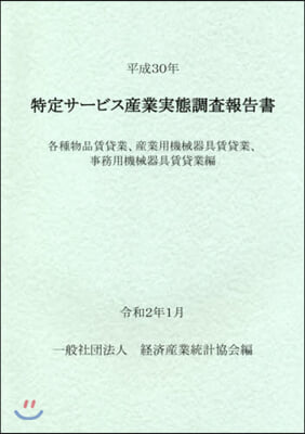 平30 特定サ-ビス産業 各種物品賃貸業