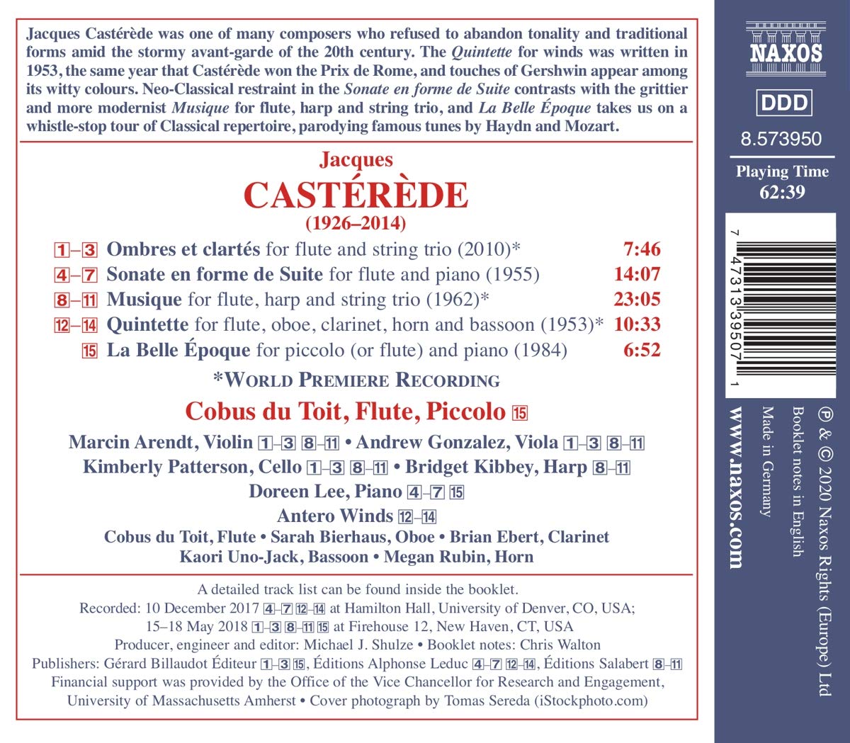 Cobus du Toit 자크 카스테레데: 플루트를 위한 작품 2집 (Jacques Casterede: Complete Works for Flute, Vol. 2)
