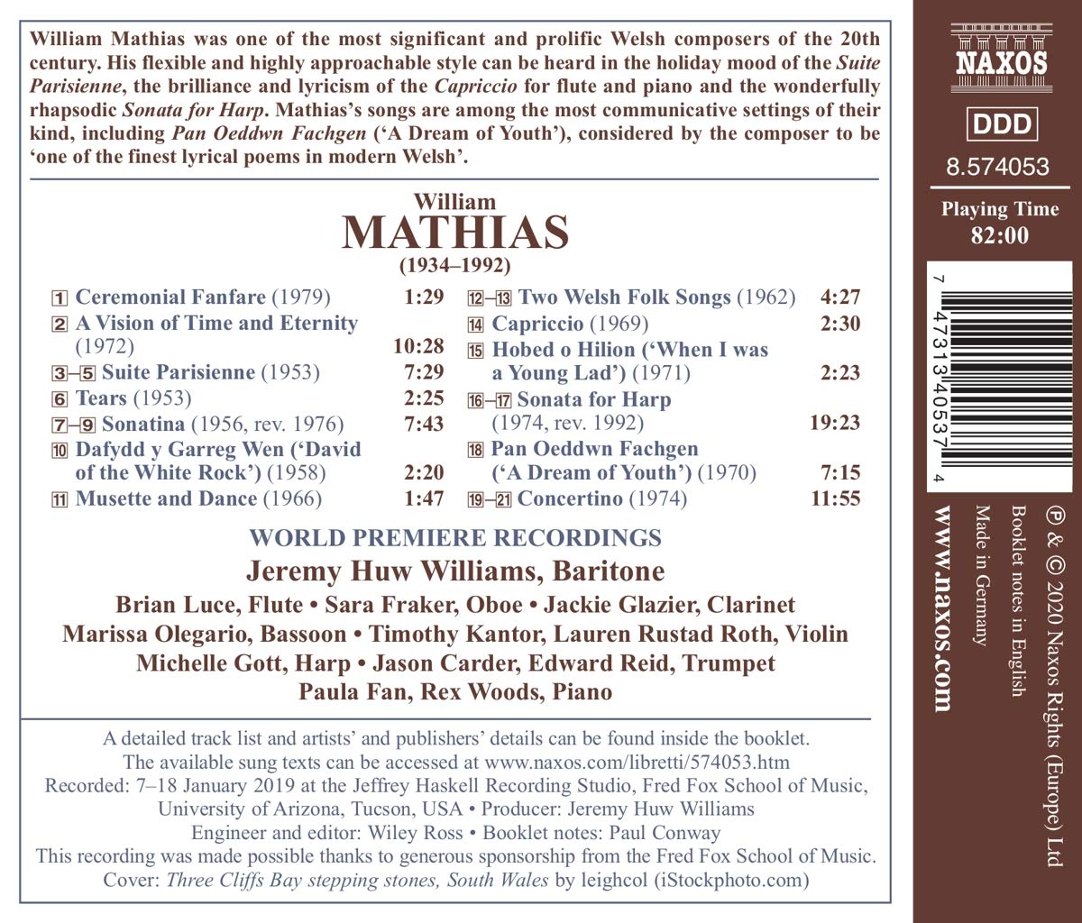 Jeremy Huw Williams 윌리엄 마티아스: 가곡과 실내악 작품집 (William Mathias: A Vision of Time and Eternity - Songs and Chamber Music)
