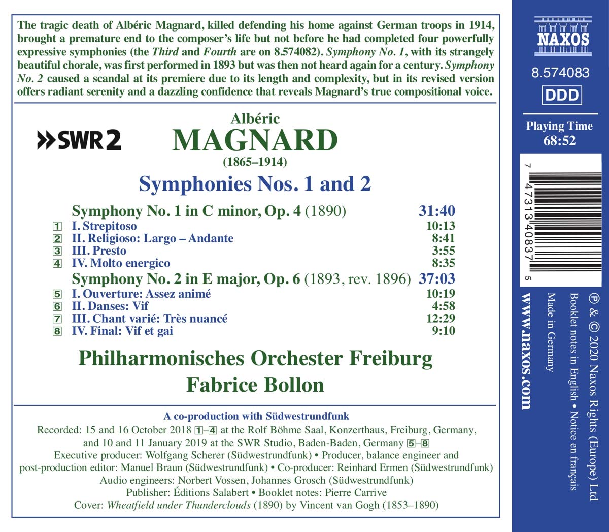 Fabrice Bollon 알베릭 마냐르: 교향곡 1, 2번 (Magnard: Symphonies Op. 4, 6)