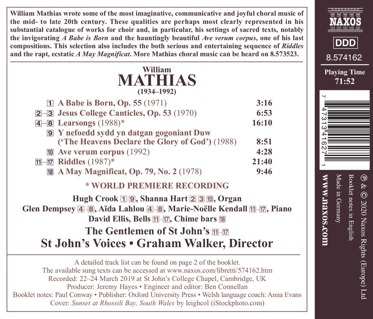 Graham Walker 윌리엄 마티아스: 합창 음악 작품집 (William Mathias: Choral Music - A May Magnificat)