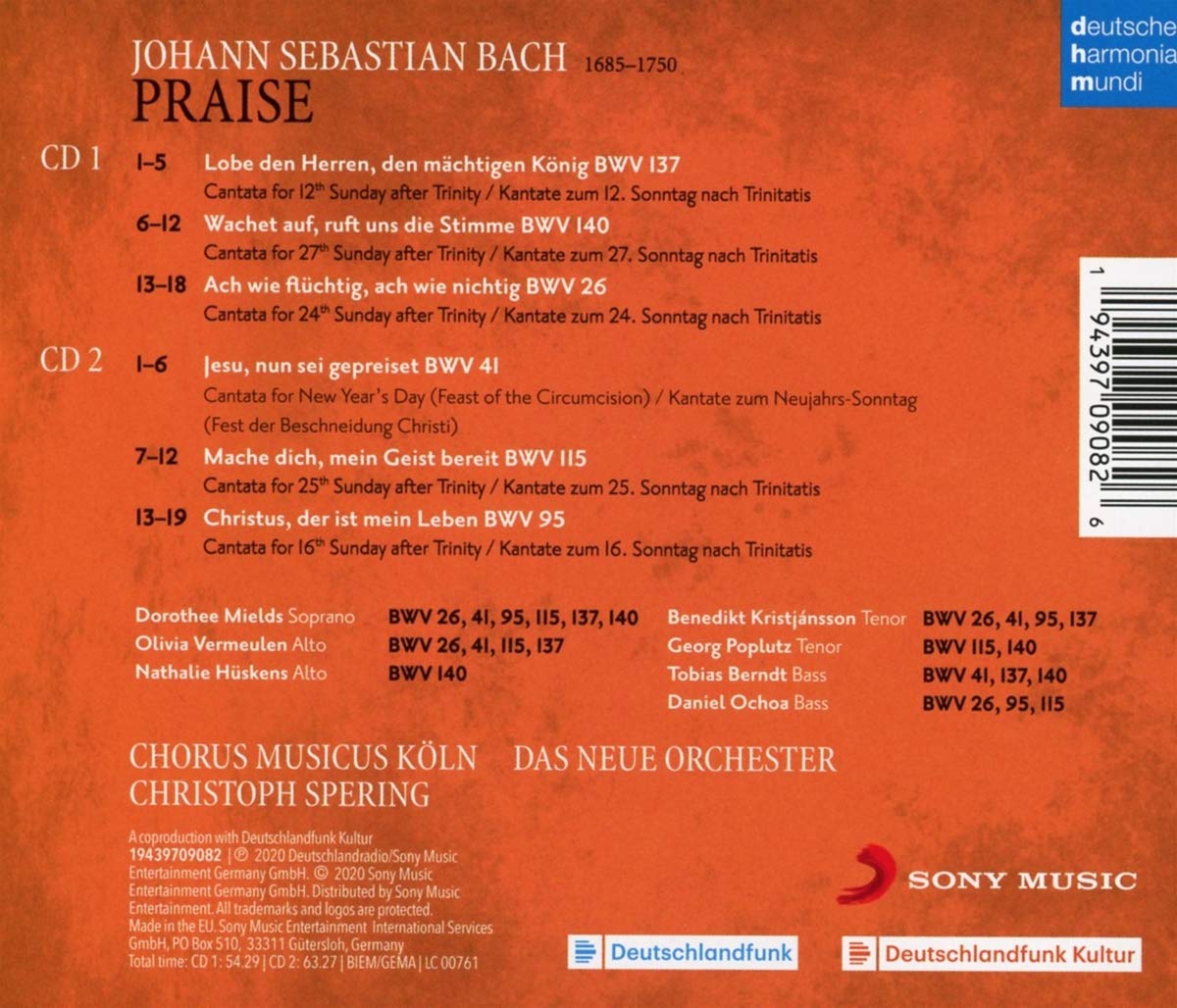 Christoph Spering 바흐: 칸타타 제 26, 41, 95, 115, 137, 140 번 (Bach: Kantaten BWV26, 41, 95, 115, 137, 140)