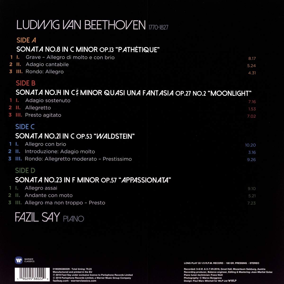 Fazil Say 베토벤: 피아노 소나타 8, 14, 21, 23번 - 파질 세이 (Beethoven: Piano Sonata Opp.13, 27, 53, 57) [2LP]