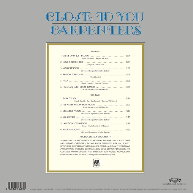 Carpenters (카펜터스) - 2집 Close to You [LP]