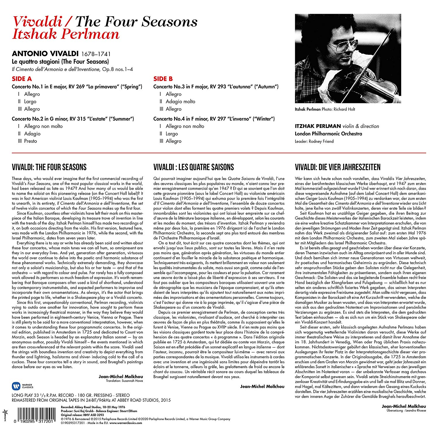 Itzhak Perlman 비발디: 바이올린 협주곡 '사계' 전곡 (Vivaldi: The Four Seasons) [LP]