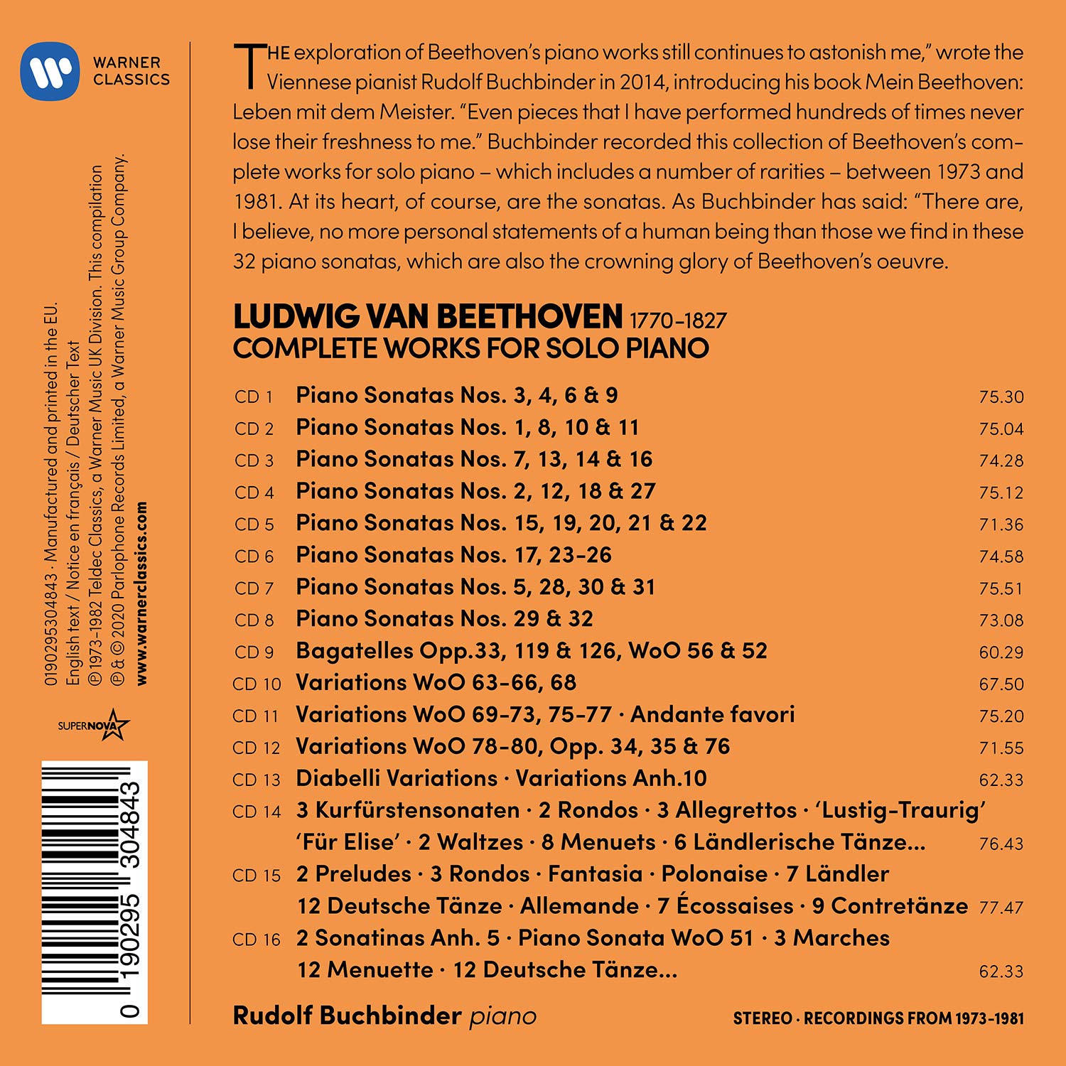 Rudolf Buchbinder 베토벤: 피아노 소나타, 바가텔, 변주곡 등 독주 전곡집 - 루돌프 부흐빈더 