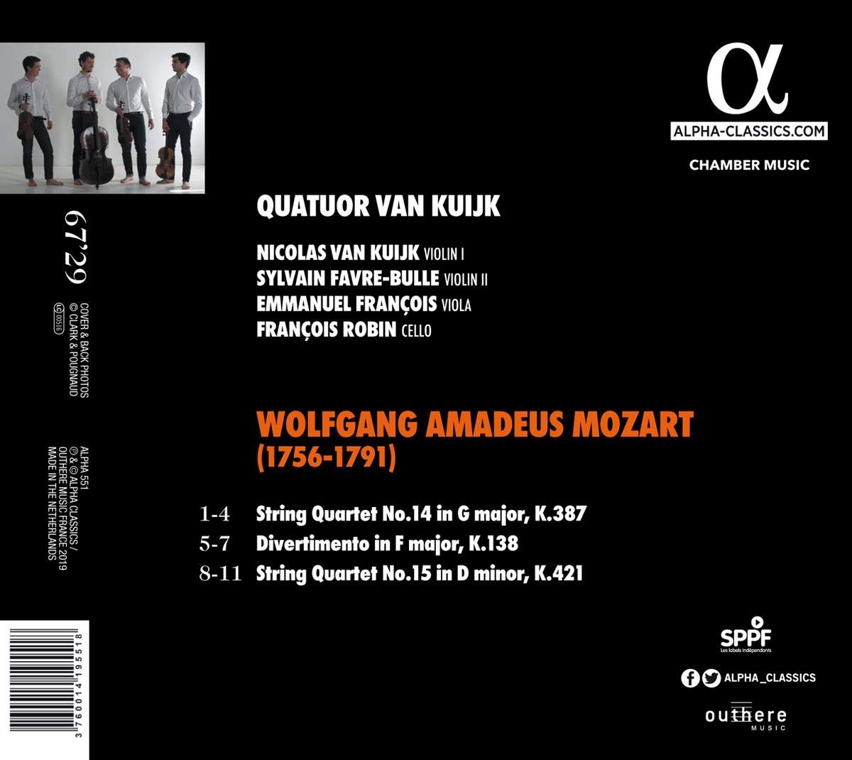Quatuor Van Kuijk 슈베르트: 현악 4중주 14, 15번, 디베르티멘토 - 반 쿠이크 사중주단
