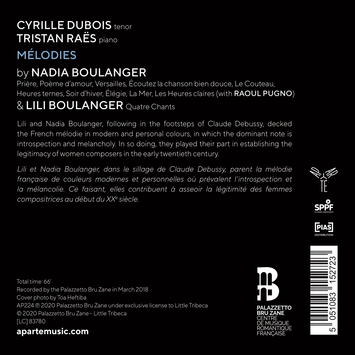 Cyrille Dubois / Tristan Raes 릴리 / 나디아 불랑제: 가곡집 (Lili / Nadia Boulanger: Melodies)