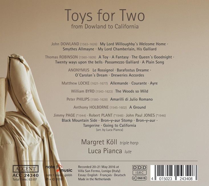 Margret Koll / Luca Pianca 하프와 류트를 위한 다양한 음악 - 다울랜드 / 버드 / 레드 제플린 외 (Toys for Two from Dowland to California)