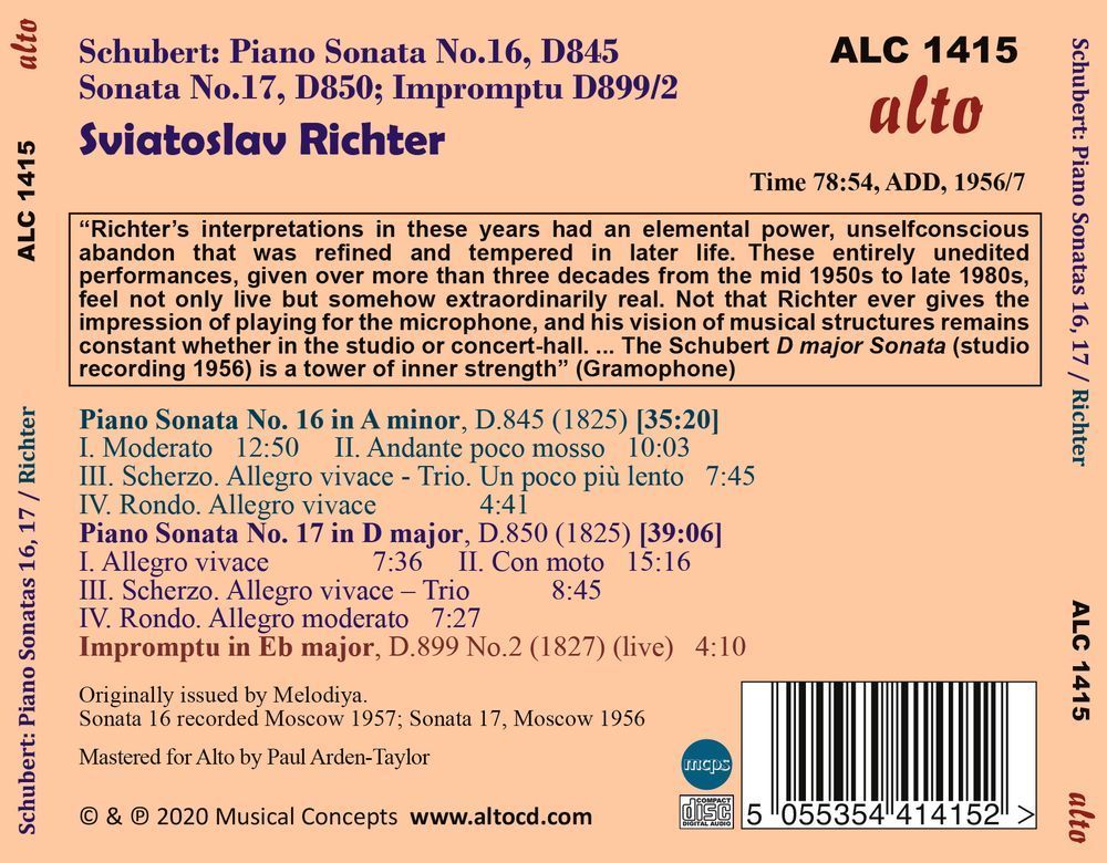 Sviatoslav Richter 슈베르트: 피아노 소나타 16, 17번 (Schubert: Piano Sonatas D845, 850)