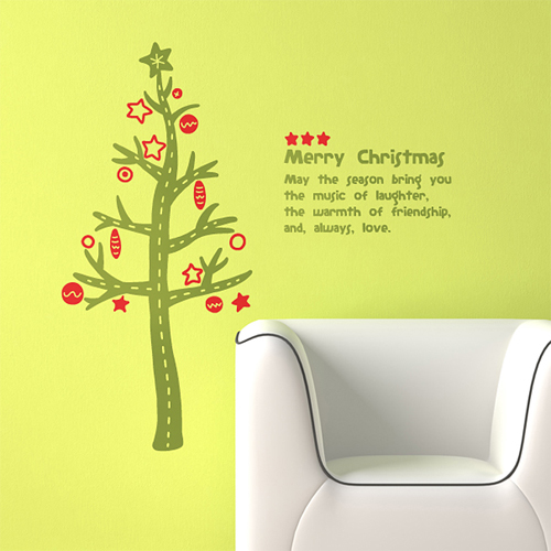 크리스마스메세지 (완제품A타입) 크리스마스 나무 그래픽스티커 월데코 시트지 포인트