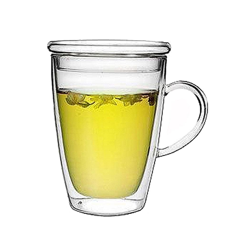 [로하티]바오 뚜껑 유리컵 300ml/ 이중유리 머그컵