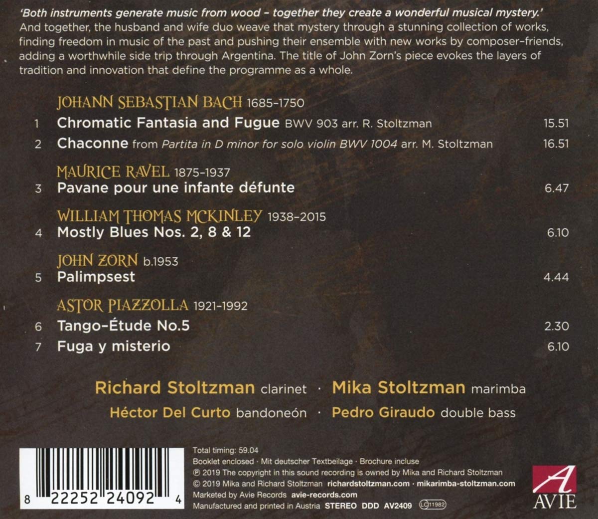 Richard Stoltzman / Mika Stoltzman 바흐: 반음계적 환상곡과 푸가, 샤콘느 / 라벨: 죽은 왕녀를 위한 파반느 / 피아졸라: 탕고-에튀드 외