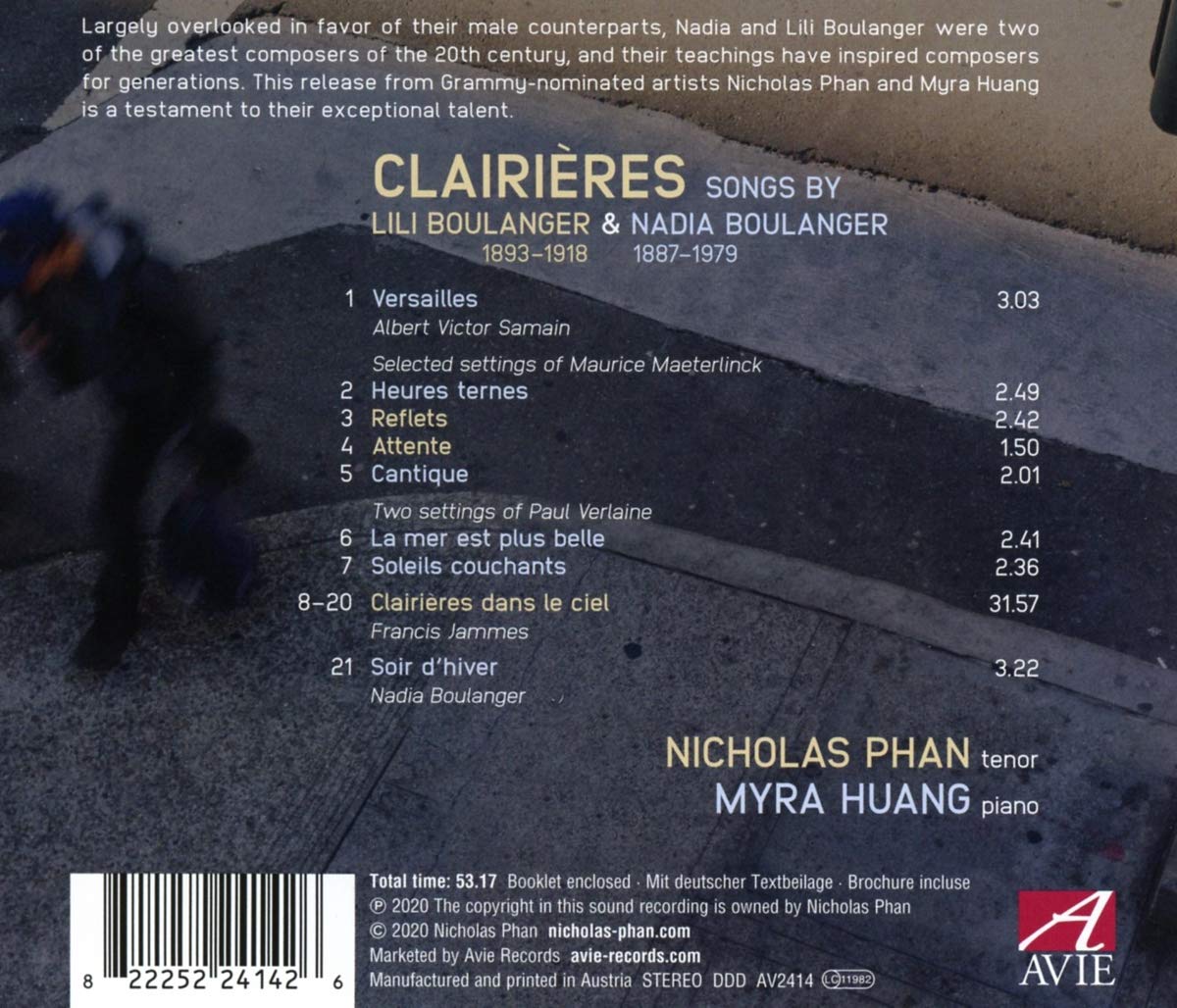 Nicholas Phan 릴리 불랑제와 나디아 불랑제의 노래들 (Clairieres - Songs By Lili and Nadia Boulanger)