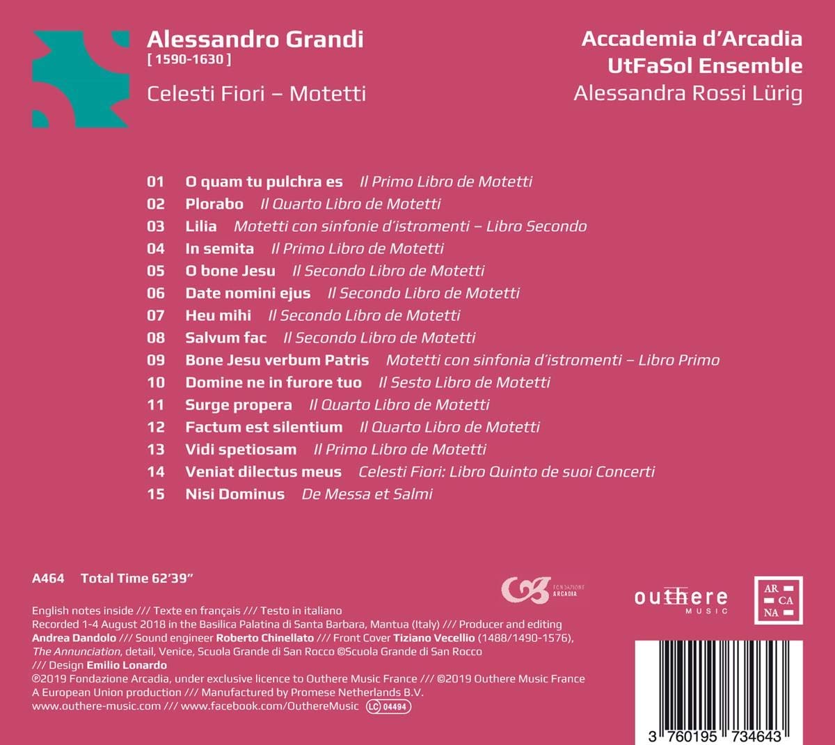 Alessandra Rossi Lurig 알레산드로 그란디: 모테트 작품집 (Alessandro Grandi: Motetti)