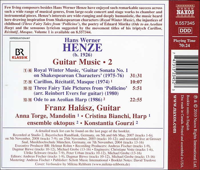 Franz Halasz 한스 베르너 헨체: 기타 작품 2집 (Henze: Guitar Music Volume 2)