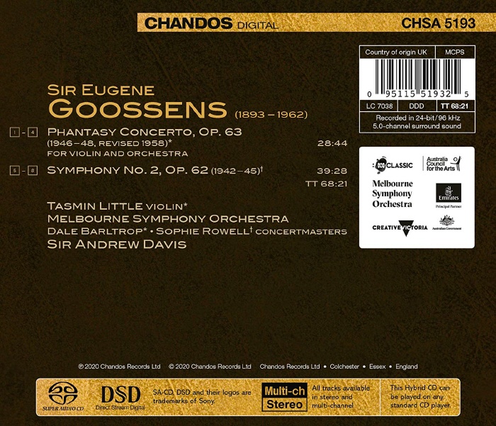Andrew Davis 유진 구센스: 교향곡 2번, 환상 협주곡 (Eugene Goossens: Symphony No. 2, Phantasy Concerto)